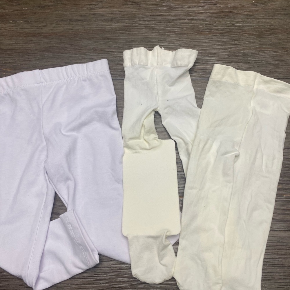 Baby girl tights leggings stockings white and off white
